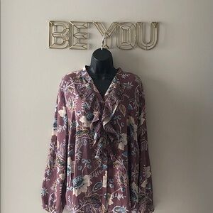 Chico's Elegant Floral Fabric in Brown and Blue